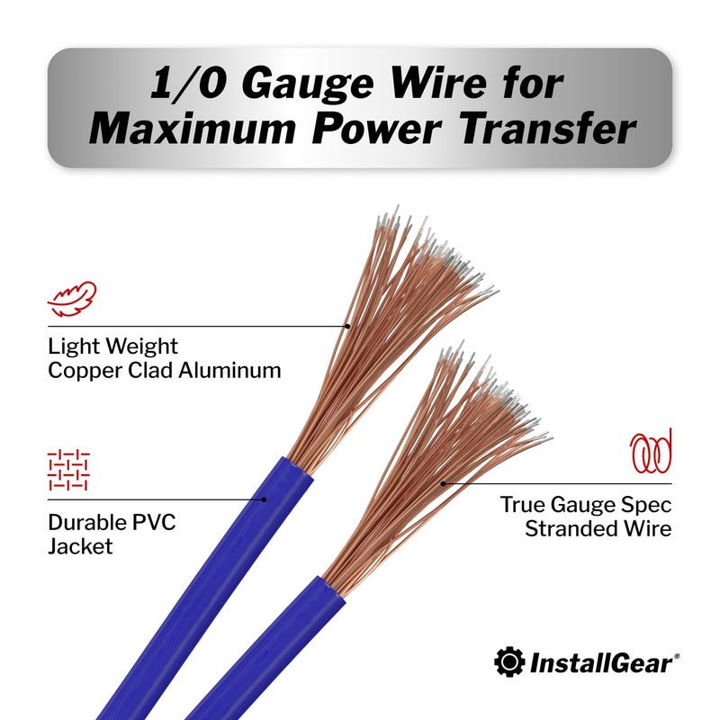 InstallGear 1/0 Gauge Wire (25ft) Copper Clad Aluminum CAA - Primary Automotive Wire, Car Amplifier Power & Ground Cable, Battery Cable, Car Audio Speaker Stereo, RV Trailer Wiring Welding Cable 1/0ga - Image 2